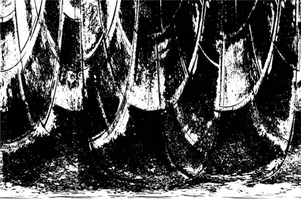 Grunge üst üste biniyor. Soyut siyah-beyaz vektör arkaplanı. Çatlak, leke ve noktalarda kirli desenli tek renkli klasik yüzey. Karanlık korku tarzında eski bir duvar.