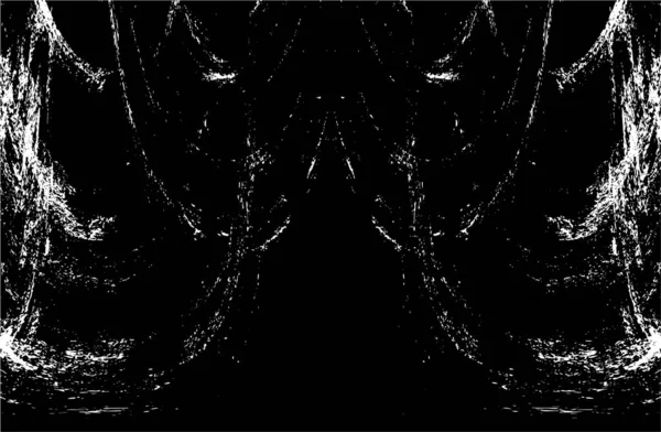 Grunge üst üste biniyor. Soyut siyah-beyaz vektör arkaplanı. Çatlak, leke ve noktalarda kirli desenli tek renkli klasik yüzey. Karanlık korku tarzında eski bir duvar.