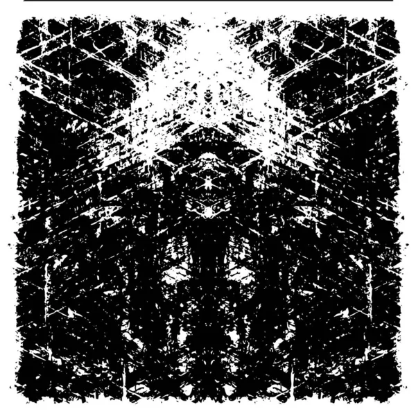 Grunge üst üste biniyor. Soyut siyah-beyaz vektör arkaplanı. Çatlak, leke ve noktalarda kirli desenli tek renkli klasik yüzey. Karanlık korku tarzında eski bir duvar.