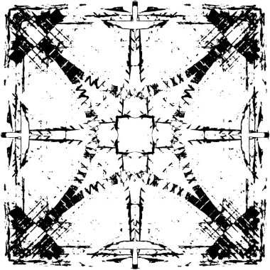 Grunge üst üste biniyor. Soyut siyah-beyaz vektör arkaplanı. Çatlak, leke ve noktalarda kirli desenli tek renkli klasik yüzey. Karanlık korku tarzında eski bir duvar.