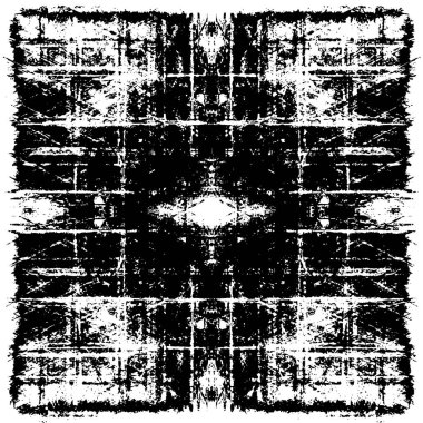 Grunge üst üste biniyor. Soyut siyah-beyaz vektör arkaplanı. Çatlak, leke ve noktalarda kirli desenli tek renkli klasik yüzey. Karanlık korku tarzında eski bir duvar.