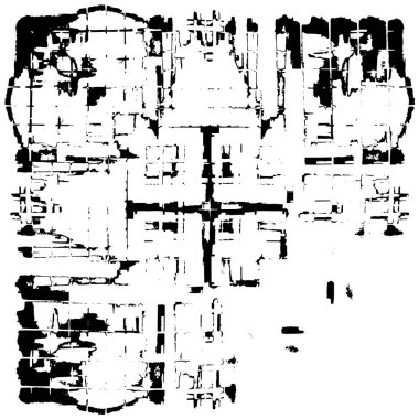 Grunge üst üste biniyor. Soyut siyah-beyaz vektör arkaplanı. Çatlak, leke ve noktalarda kirli desenli tek renkli klasik yüzey. Karanlık korku tarzında eski bir duvar.