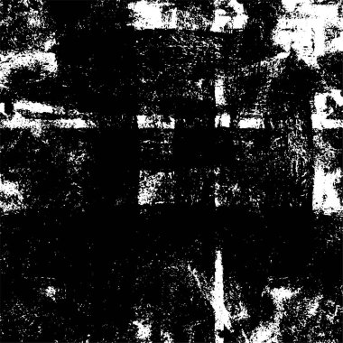 Grunge üst üste biniyor. Soyut siyah-beyaz vektör arkaplanı. Çatlak, leke ve noktalarda kirli desenli tek renkli klasik yüzey. Karanlık korku tarzında eski bir duvar.