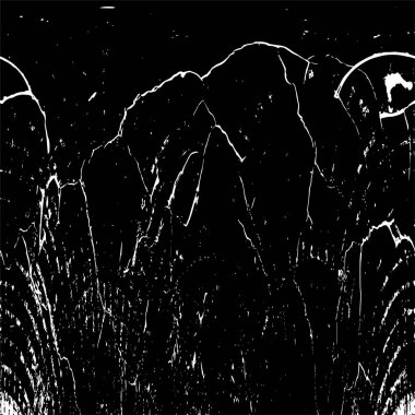 Grunge üst üste biniyor. Soyut siyah-beyaz vektör arkaplanı. Çatlak, leke ve noktalarda kirli desenli tek renkli klasik yüzey. Karanlık korku tarzında eski bir duvar.