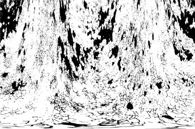 Grunge üst üste biniyor. Soyut siyah-beyaz vektör arkaplanı. Çatlak, leke ve noktalarda kirli desenli tek renkli klasik yüzey. Karanlık korku tarzında eski bir duvar.