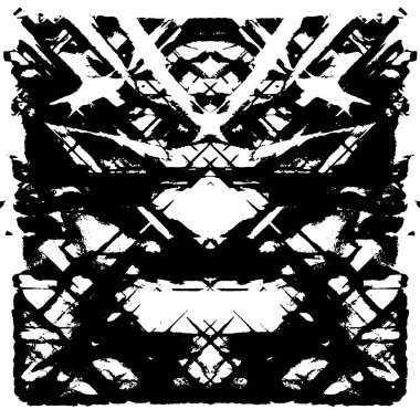 Grunge üst üste biniyor. Soyut siyah-beyaz vektör arkaplanı. Çatlak, leke ve noktalarda kirli desenli tek renkli klasik yüzey. Karanlık korku tarzında eski bir duvar.