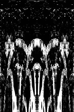 Grunge dikey olarak simetrik siyah beyaz doku. Tek renkli yıpranmış kaplama deseni. 