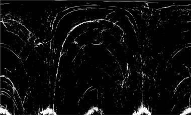 Grunge üst üste biniyor. Soyut siyah-beyaz vektör arkaplanı. Çatlak, leke ve noktalarda kirli desenli tek renkli klasik yüzey. Karanlık korku tarzında eski bir duvar.