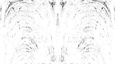 Grunge üst üste biniyor. Soyut siyah-beyaz vektör arkaplanı. Çatlak, leke ve noktalarda kirli desenli tek renkli klasik yüzey. Karanlık korku tarzında eski bir duvar.