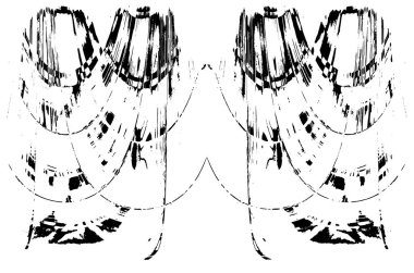 Grunge üst üste biniyor. Soyut siyah-beyaz vektör arkaplanı. Çatlak, leke ve noktalarda kirli desenli tek renkli klasik yüzey. Karanlık korku tarzında eski bir duvar.