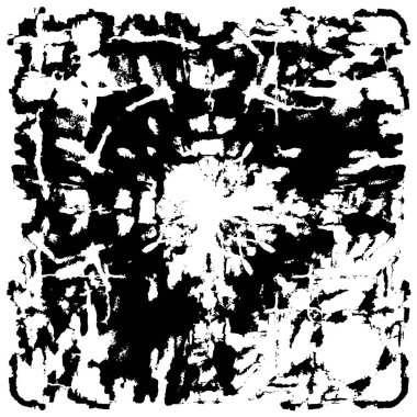 Grunge üst üste biniyor. Soyut siyah-beyaz vektör arkaplanı. Çatlak, leke ve noktalarda kirli desenli tek renkli klasik yüzey. Karanlık korku tarzında eski bir duvar.