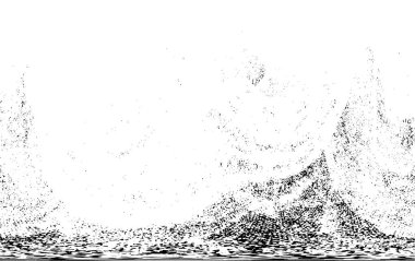 Grunge üst üste biniyor. Soyut siyah-beyaz vektör arkaplanı. Çatlak, leke ve noktalarda kirli desenli tek renkli klasik yüzey. Karanlık korku tarzında eski bir duvar.