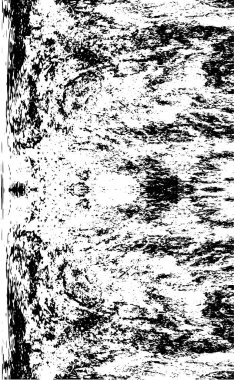 Grunge üst üste biniyor. Soyut siyah-beyaz vektör arkaplanı. Çatlak, leke ve noktalarda kirli desenli tek renkli klasik yüzey. Karanlık korku tarzında eski bir duvar.