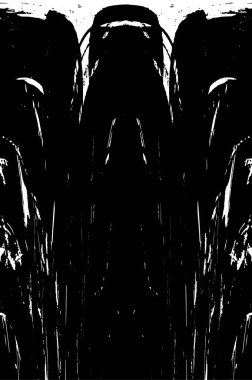 Grunge dikey olarak simetrik siyah beyaz doku. Tek renkli yıpranmış kaplama deseni. 