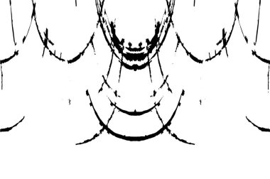 Grunge üst üste biniyor. Soyut siyah-beyaz vektör arkaplanı. Çatlak, leke ve noktalarda kirli desenli tek renkli klasik yüzey. Karanlık korku tarzında eski bir duvar.