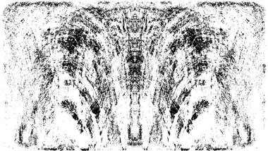 Grunge üst üste biniyor. Soyut siyah-beyaz vektör arkaplanı. Çatlak, leke ve noktalarda kirli desenli tek renkli klasik yüzey. Karanlık korku tarzında eski bir duvar.