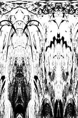 Grunge üst üste biniyor. Soyut siyah-beyaz vektör arkaplanı. Çatlak, leke ve noktalarda kirli desenli tek renkli klasik yüzey. Karanlık korku tarzında eski bir duvar.