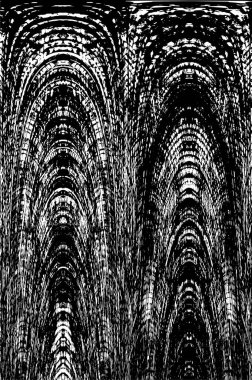 Grunge üst üste biniyor. Soyut siyah-beyaz vektör arkaplanı. Çatlak, leke ve noktalarda kirli desenli tek renkli klasik yüzey. Karanlık korku tarzında eski bir duvar.