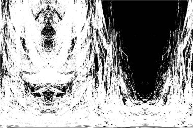 Grunge üst üste biniyor. Soyut siyah-beyaz vektör arkaplanı. Çatlak, leke ve noktalarda kirli desenli tek renkli klasik yüzey. Karanlık korku tarzında eski bir duvar.