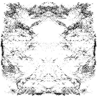 Grunge üst üste biniyor. Soyut siyah-beyaz vektör arkaplanı. Çatlak, leke ve noktalarda kirli desenli tek renkli klasik yüzey. Karanlık korku tarzında eski bir duvar.