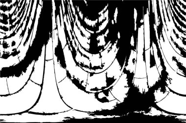 Grunge üst üste biniyor. Soyut siyah-beyaz vektör arkaplanı. Çatlak, leke ve noktalarda kirli desenli tek renkli klasik yüzey. Karanlık korku tarzında eski bir duvar.