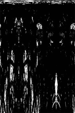 Grunge üst üste biniyor. Soyut siyah-beyaz vektör arkaplanı. Çatlak, leke ve noktalarda kirli desenli tek renkli klasik yüzey. Karanlık korku tarzında eski bir duvar.