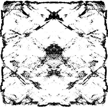 Grunge üst üste biniyor. Soyut siyah-beyaz vektör arkaplanı. Çatlak, leke ve noktalarda kirli desenli tek renkli klasik yüzey. Karanlık korku tarzında eski bir duvar.