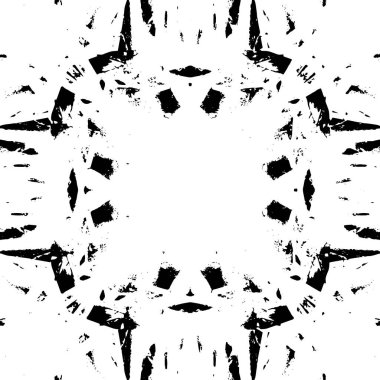 Grunge üst üste biniyor. Soyut siyah-beyaz vektör arkaplanı. Çatlak, leke ve noktalarda kirli desenli tek renkli klasik yüzey. Karanlık korku tarzında eski bir duvar.