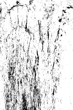 Grunge üst üste biniyor. Soyut siyah-beyaz vektör arkaplanı. Çatlak, leke ve noktalarda kirli desenli tek renkli klasik yüzey. Karanlık korku tarzında eski bir duvar.