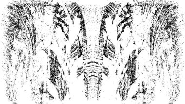 Grunge üst üste biniyor. Soyut siyah-beyaz vektör arkaplanı. Çatlak, leke ve noktalarda kirli desenli tek renkli klasik yüzey. Karanlık korku tarzında eski bir duvar.