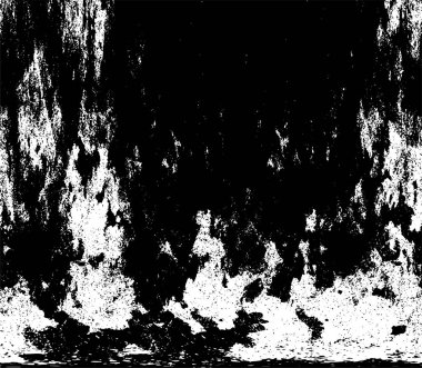 Grunge üst üste biniyor. Soyut siyah-beyaz vektör arkaplanı. Çatlak, leke ve noktalarda kirli desenli tek renkli klasik yüzey. Karanlık korku tarzında eski bir duvar.