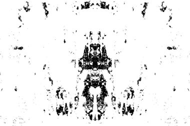 Grunge üst üste biniyor. Soyut siyah-beyaz vektör arkaplanı. Çatlak, leke ve noktalarda kirli desenli tek renkli klasik yüzey. Karanlık korku tarzında eski bir duvar.