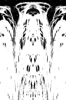 Grunge dikey olarak simetrik siyah beyaz doku. Tek renkli yıpranmış kaplama deseni. 