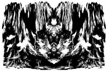 Grunge üst üste biniyor. Soyut siyah-beyaz vektör arkaplanı. Çatlak, leke ve noktalarda kirli desenli tek renkli klasik yüzey. Karanlık korku tarzında eski bir duvar.