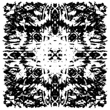 Grunge üst üste biniyor. Soyut siyah-beyaz vektör arkaplanı. Çatlak, leke ve noktalarda kirli desenli tek renkli klasik yüzey. Karanlık korku tarzında eski bir duvar.