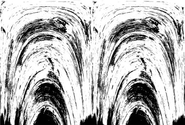 Grunge üst üste biniyor. Soyut siyah-beyaz vektör arkaplanı. Çatlak, leke ve noktalarda kirli desenli tek renkli klasik yüzey. Karanlık korku tarzında eski bir duvar.