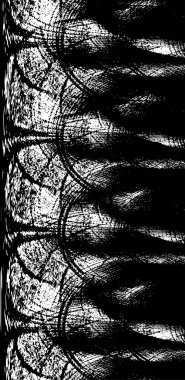 Grunge üst üste biniyor. Soyut siyah-beyaz vektör arkaplanı. Çatlak, leke ve noktalarda kirli desenli tek renkli klasik yüzey. Karanlık korku tarzında eski bir duvar.