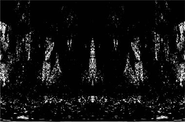 Grunge üst üste biniyor. Soyut siyah-beyaz vektör arkaplanı. Çatlak, leke ve noktalarda kirli desenli tek renkli klasik yüzey. Karanlık korku tarzında eski bir duvar.