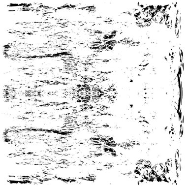 Grunge üst üste biniyor. Soyut siyah-beyaz vektör arkaplanı. Çatlak, leke ve noktalarda kirli desenli tek renkli klasik yüzey. Karanlık korku tarzında eski bir duvar.