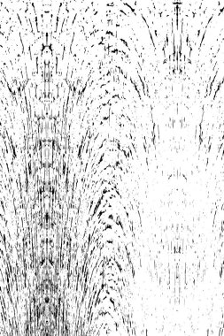 Grunge üst üste biniyor. Soyut siyah-beyaz vektör arkaplanı. Çatlak, leke ve noktalarda kirli desenli tek renkli klasik yüzey. Karanlık korku tarzında eski bir duvar.