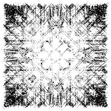 Grunge üst üste biniyor. Soyut siyah-beyaz vektör arkaplanı. Çatlak, leke ve noktalarda kirli desenli tek renkli klasik yüzey. Karanlık korku tarzında eski bir duvar.