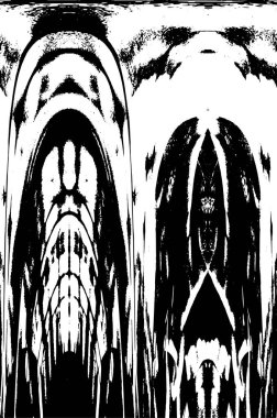 Grunge üst üste biniyor. Soyut siyah-beyaz vektör arkaplanı. Çatlak, leke ve noktalarda kirli desenli tek renkli klasik yüzey. Karanlık korku tarzında eski bir duvar.