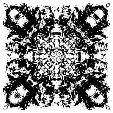 Grunge üst üste biniyor. Soyut siyah-beyaz vektör arkaplanı. Çatlak, leke ve noktalarda kirli desenli tek renkli klasik yüzey. Karanlık korku tarzında eski bir duvar.