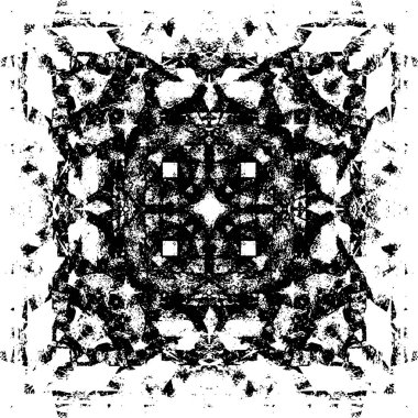 Grunge üst üste biniyor. Soyut siyah-beyaz vektör arkaplanı. Çatlak, leke ve noktalarda kirli desenli tek renkli klasik yüzey. Karanlık korku tarzında eski bir duvar.