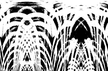 Grunge üst üste biniyor. Soyut siyah-beyaz vektör arkaplanı. Çatlak, leke ve noktalarda kirli desenli tek renkli klasik yüzey. Karanlık korku tarzında eski bir duvar.