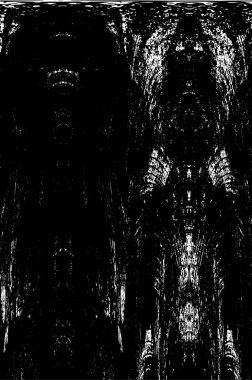 Grunge üst üste biniyor. Soyut siyah-beyaz vektör arkaplanı. Çatlak, leke ve noktalarda kirli desenli tek renkli klasik yüzey. Karanlık korku tarzında eski bir duvar.