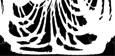 Grunge üst üste biniyor. Soyut siyah-beyaz vektör arkaplanı. Çatlak, leke ve noktalarda kirli desenli tek renkli klasik yüzey. Karanlık korku tarzında eski bir duvar.