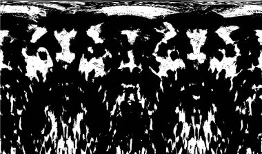 Grunge üst üste biniyor. Soyut siyah-beyaz vektör arkaplanı. Çatlak, leke ve noktalarda kirli desenli tek renkli klasik yüzey. Karanlık korku tarzında eski bir duvar.