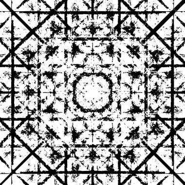 Grunge üst üste biniyor. Soyut siyah-beyaz vektör arkaplanı. Çatlak, leke ve noktalarda kirli desenli tek renkli klasik yüzey. Karanlık korku tarzında eski bir duvar.