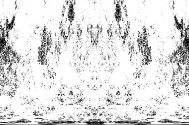 Grunge üst üste biniyor. Soyut siyah-beyaz vektör arkaplanı. Çatlak, leke ve noktalarda kirli desenli tek renkli klasik yüzey. Karanlık korku tarzında eski bir duvar.